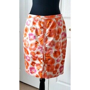 Ann Taylor Loft Womens Straight Floral Pencil Skirt Back Zip/Slit No Sz Tag EUC